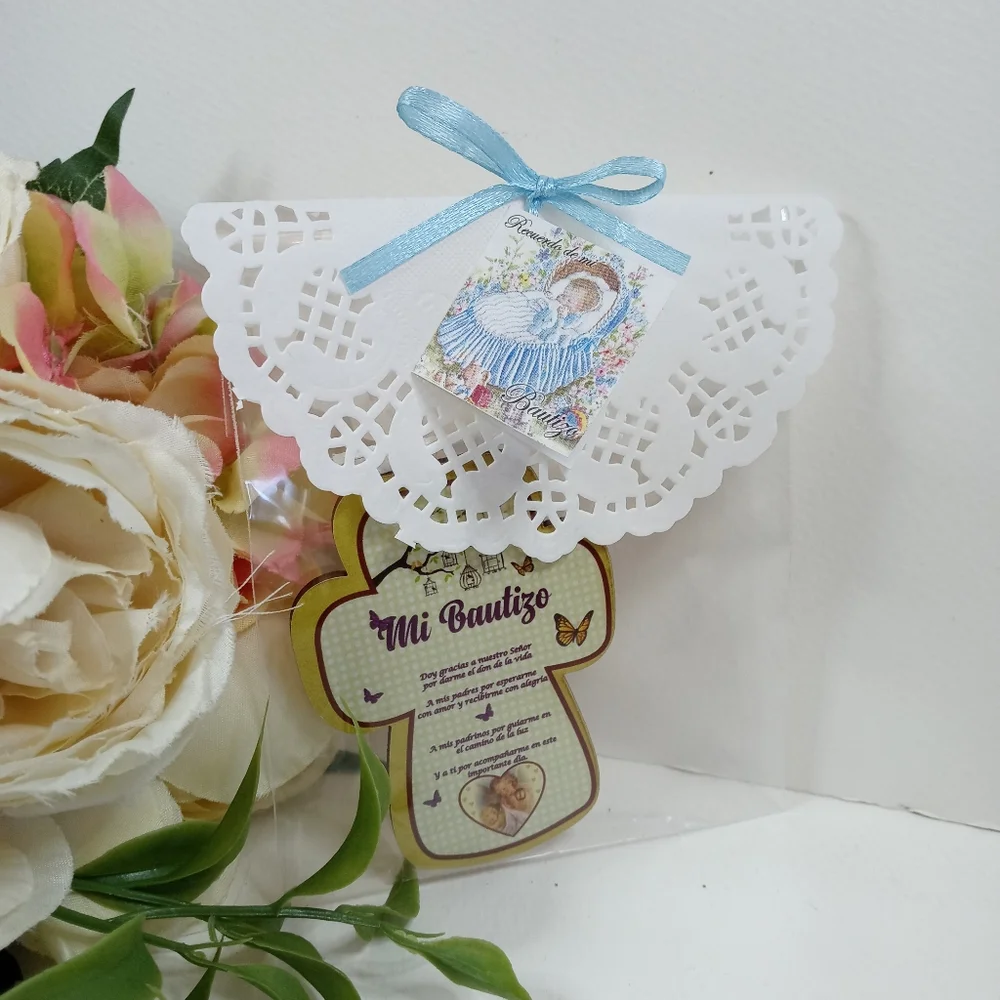Cruz Mi Bautizo recuerdo bautismo. Cross Baptism Girl party favors. Baby shower